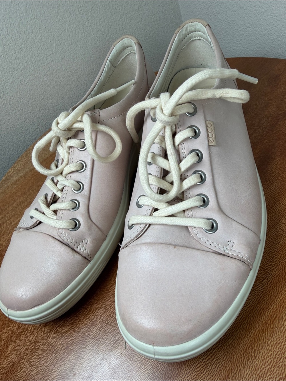 ECCO Soft 7 Leather Shoes Sneakers Rose Leather Pale Pink Women’s Size 9US - Picture 7 of 12
